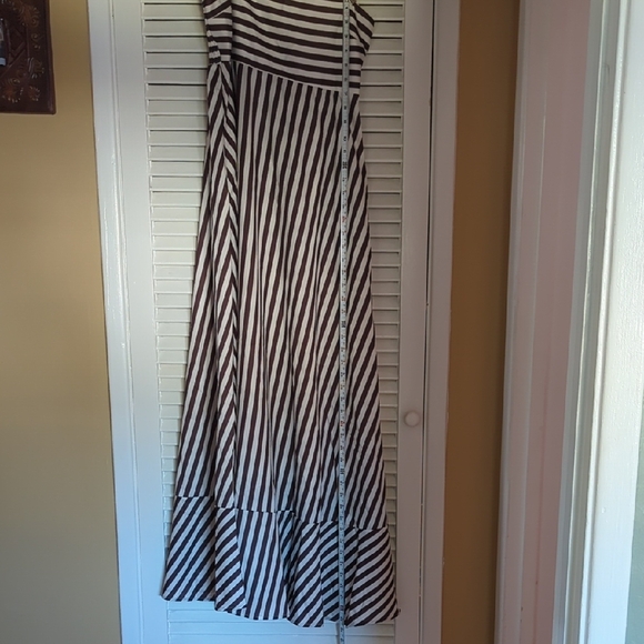 Striped Brown and White Maxi Dress - Picture 2 of 7